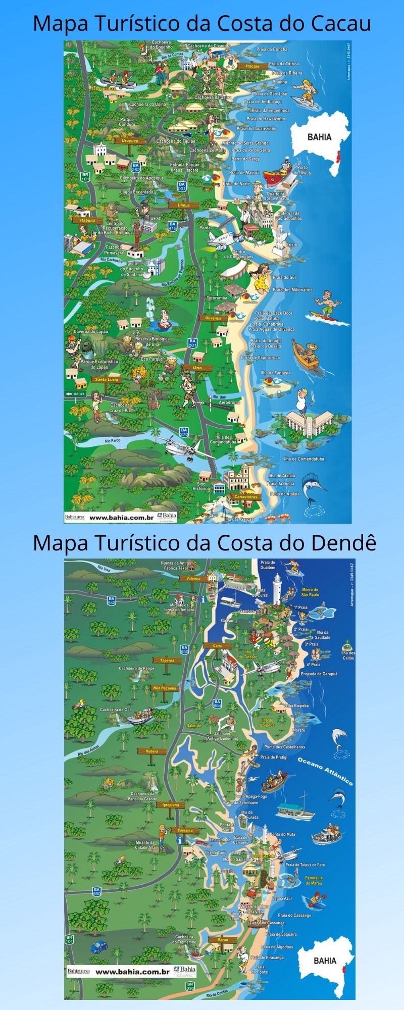 Infográfico Atrações Turísticas da Bahia (Costa do Cacau e Costa do Dendê)2